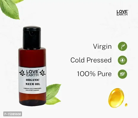 Love Earth Organic Neem Oil With Natural Virgin Cold Pressed Neem For Reduces Acne Prevention  Pigmentation, Prevents Skin Inflammation, Reduces Dandruff  Controls Flaky Scalp-thumb2