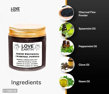 Love Earth Charcoal Teeth Whitening Powder For Teeth Whitening, Removes Plaque And Freshens Breath With Peppermint  Neem Oil 50gm-thumb3
