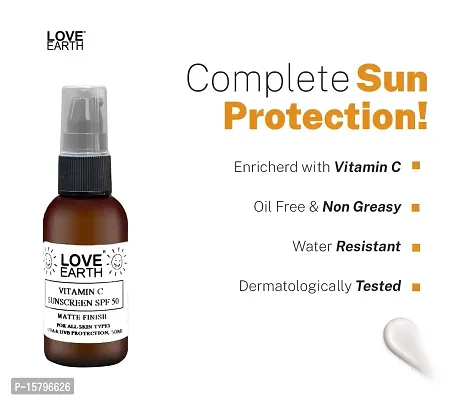 Love Earth Vitamin C Sunscreen SPF-50 For Sun's UVA, UVB Ray Protection With Vitamin C  Essential Oils For All Skin Types 50ml-thumb2