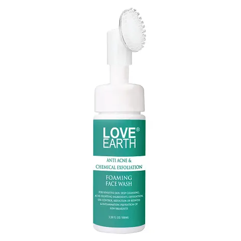 Love Earth Anti Acne  Chemical Exfoliation Foaming Face Wash For Sensitive Skin, Deep Cleansing, Acne-Fighting Ingredients, Oil Control 100Ml  