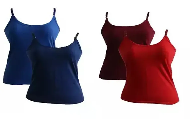 Comfy Cotton Solid Camisole Slips-Pack of 4