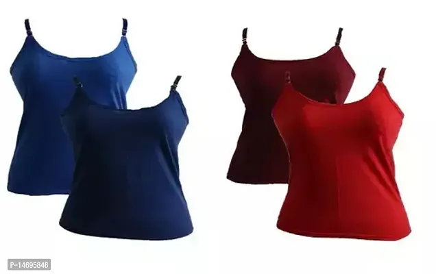 Comfy Cotton Solid Camisole Slips-Pack of 4