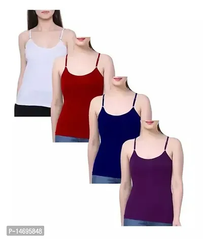 Comfy Cotton Solid Camisole Slips-Pack of 4-thumb0