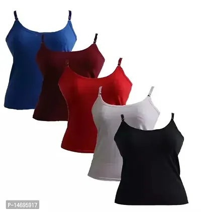 Comfy Cotton Solid Camisole Slips-Pack of 5