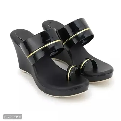 Stylish Black PU Solid Heels For Women-thumb0