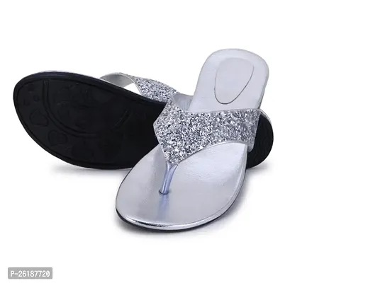 Elegant Silver Synthetic Leather Solid Fashion Flats For Women-thumb0