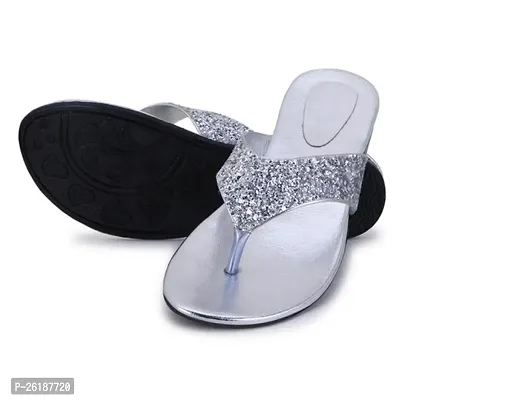 Elegant Silver Synthetic Leather Solid Fashion Flats For Women