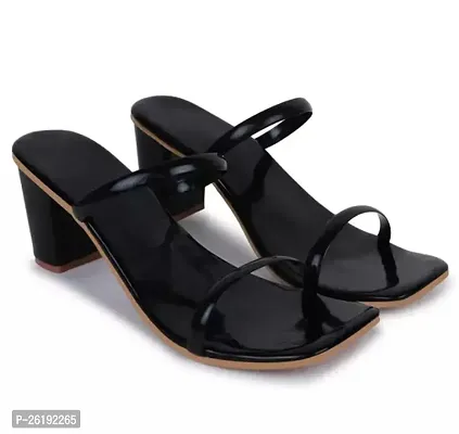 Stylish Black PU Solid Heels For Women