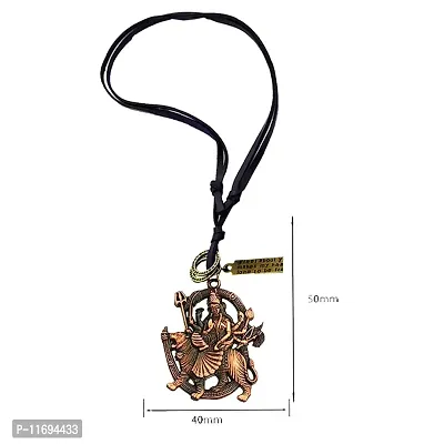 AFH Maa Durga Sherawali Mata Copper Locket with Leather Cord Chain Pendant for Men and Women-thumb2