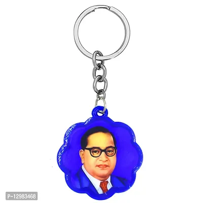 Babasaheb Ambedkar with Meditating Lord Buddha Blue Keychain for Men and Women