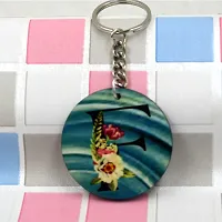 Alphabet Flower F Intial New Generation Love Charm Green Gift Keychain for Men and Women-thumb2