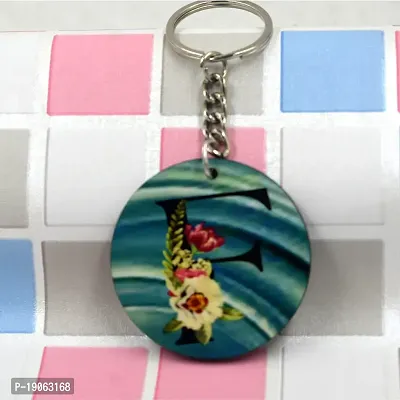 Alphabet Flower F Intial New Generation Love Charm Green Gift Keychain for Men and Women-thumb3