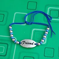 AFH Engraved friend Decorative Beads Silver Blue with Cord Chain Adjustable Frendship band Bracelet For Boys And Girls-thumb2