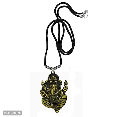 AFH Shiv Gauri Putra Ganesh Metal Bronze Locket with Cord Chain Pendent for Men, Women