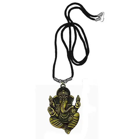 AFH Shiv Gauri Putra Ganesh Metal Locket with Cord Chain Pendent for Men, Women