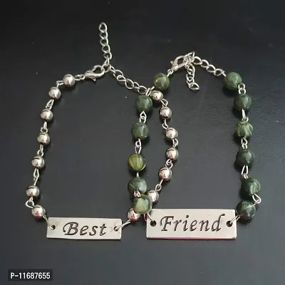 AFH Stylist Best friend Green Onyx Crystal Beads Couple Bracelet With Lobster Clasp Adjustable Frendship band Gifiting For Boys And Girls-thumb4