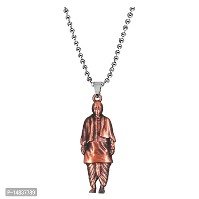 Indian Leader Sardar Vallabhbhai Patel Copper Zinc Metal Pendnet Bead Chain for Men,Women