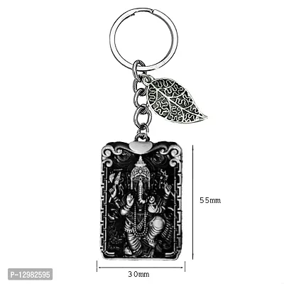 Manglemurti Ganesha Grey Lucky Leaf Charm Key Chain for Men and Women-thumb2