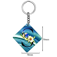 Alphabet S Flower Intial New Generation Love Charm Gift Blue Keychain for Men and Women-thumb1