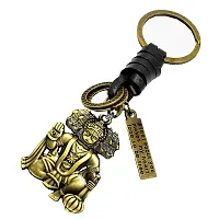 Lord Panchamukhi Hanuman Leather Bronze Locket Keychain for Men and Women-thumb1