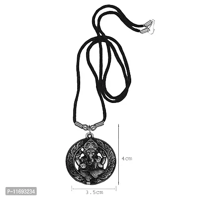 AFH Lord Vignaharta Ganesha Grey Locket With Cord Chain Pendant for Men and Women-thumb2