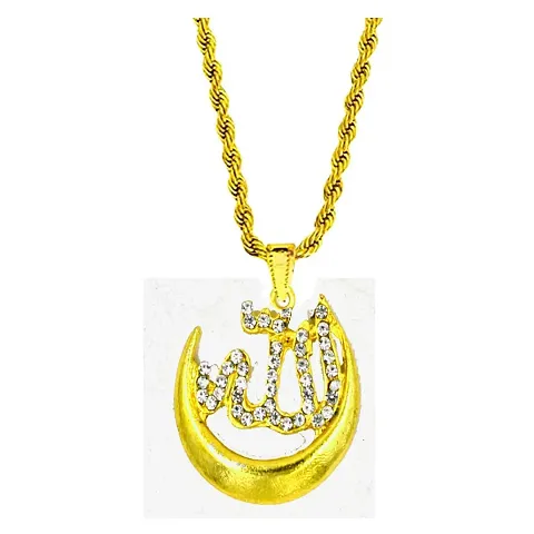 AFH Cubic Zirconium Islamic Allah Symbol Pendant Necklace Chain For Men,Women