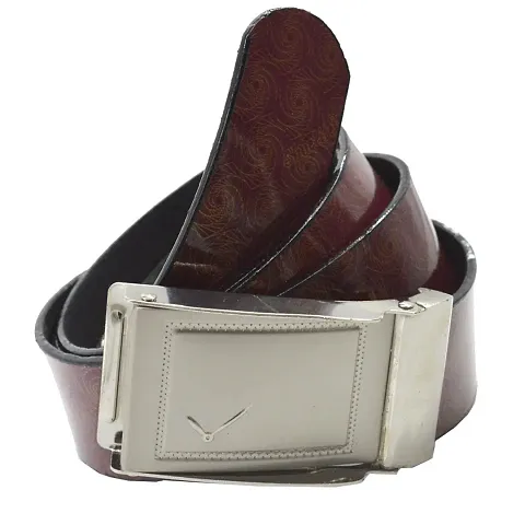 Faynci Latest Collection of Synthetic Leather Classic Design Belt with Auto Lock Buckle (SILVER)