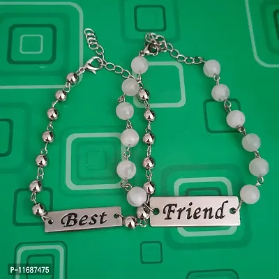 AFH Stylist Best friend White Onyx Crystal Beads Couple Bracelet With Lobster Clasp Adjustable Frendship band Gifiting For Boys And Girls-thumb3