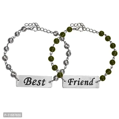 AFH Stylist Best friend Green Onyx Crystal Beads Couple Bracelet With Lobster Clasp Adjustable Frendship band Gifiting For Boys And Girls