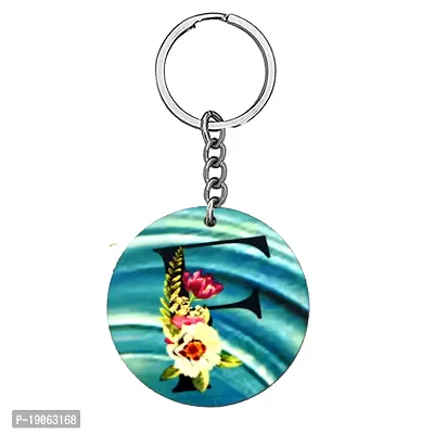 Alphabet Flower F Intial New Generation Love Charm Green Gift Keychain for Men and Women