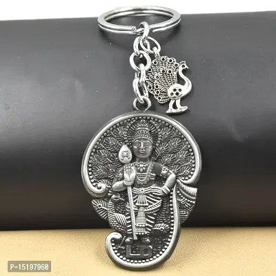 Murugan Kartikeya Shiv Kumar Peacock Nazar Charm Grey Keychain for Men and Women-thumb3