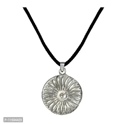 AFH Religious Buddhist Silver Locket With Cord Chain Pendant for Men and Women