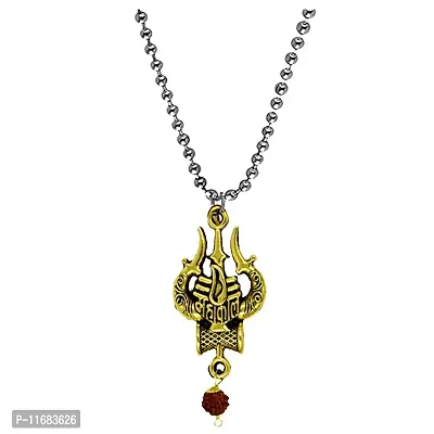 AFH Elegent Fashion Shiv Trishul Damaru rudraksha Locket With Chain Lord Shiva Gold Alloy Pendent-thumb2