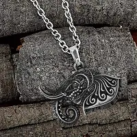 Elephant Head Lucky Charm Religious Grey Zinc Metal Pendnet Link Chain for Men,Women-thumb2