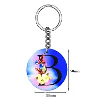 Alphabet B Flower Intial New Generation Love Charm Gift Blue Keychain for Men and Women-thumb1