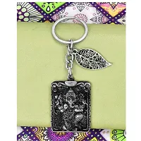 Manglemurti Ganesha Grey Lucky Leaf Charm Key Chain for Men and Women-thumb2