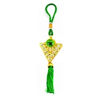 Islamic Mecca Madina, 786 Allah Green Golden Diamond studded Car Decorative Hanging Ornament-thumb1