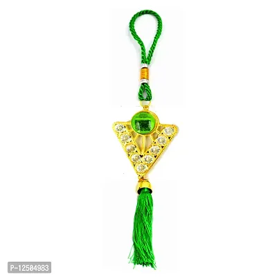 Islamic Mecca Madina, 786 Allah Green Golden Diamond studded Car Decorative Hanging Ornament-thumb2