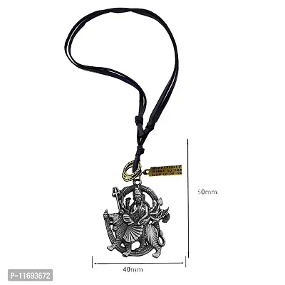 AFH Maa Durga Sherawali Mata Grey Locket with Leather Cord Chain Pendant for Men and Women-thumb2