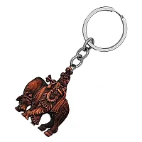 Lord Krishna with Cow Idol Copper Religious Keychain for Men and Women-thumb2