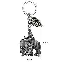 Lord Krishna with Cow Grey Lucky Leaf Charm Key Chain for Men and Women-thumb1