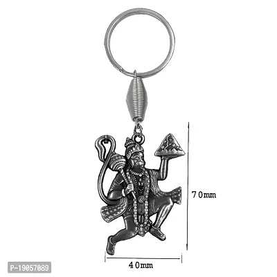 Flying Hanuman Sanjeevani Grey Metal keychain for Men and Women-thumb2