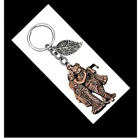 Radha Krisna Love Theme Copper Lucky Leaf Charm Key Chain for Men and Women-thumb2