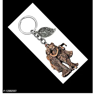 Radha Krisna Love Theme Copper Lucky Leaf Charm Key Chain for Men and Women-thumb3