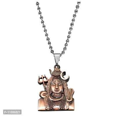 AFH Lord Mahadev Shiva Copper Metal Pendant Necklace Chain For Men,Women-thumb0