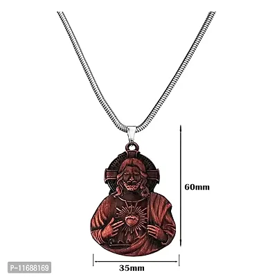 AFH Relogious Jesus Christ Holy Cross Christian Copper Locket with Snake Chain Pendant For Men,Women-thumb2