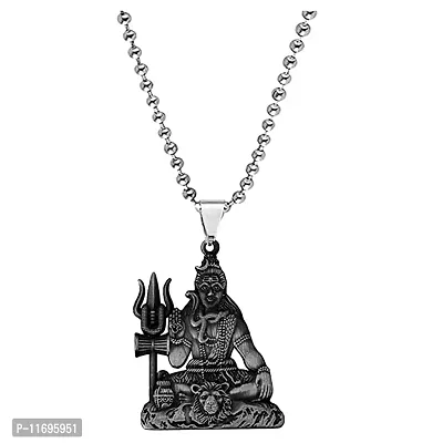 AFH Lord Shiv Mahadev Bholenath Grey Idol with Stainless Steel Chain D?cor Car Hanging Ornament