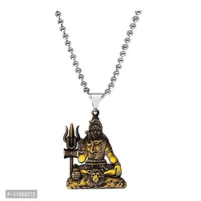 AFH Lord Shiv Mahadev Bholenath Bronze Idol with Stainless Steel Chain D?cor Car Hanging Ornament