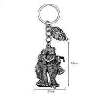 Radha Krisna Love Theme Grey Lucky Leaf Charm Key Chain for Men and Women-thumb1