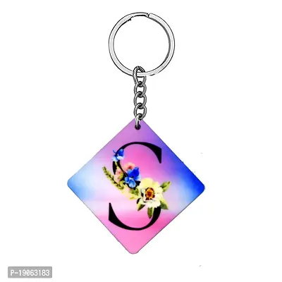 Alphabet S Flower Intial New Generation Love Charm Gift Keychain for Men and Women